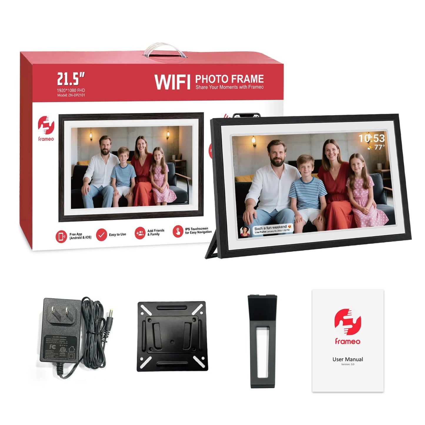 21.5-Inch FRAMEO Smart WiFi Digital Photo Frame with FHD IPS Display