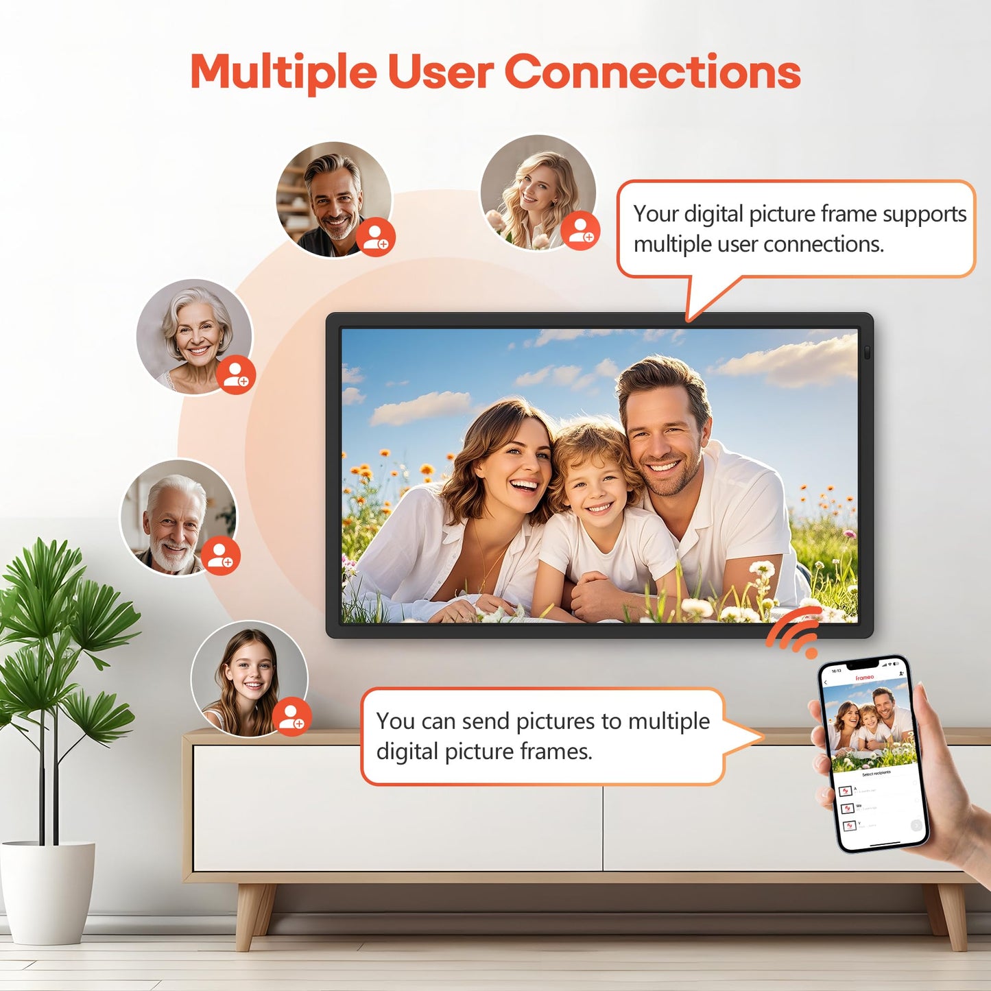 Frameo 32-Inch Smart WiFi Digital Picture Frame with 64GB Memory
