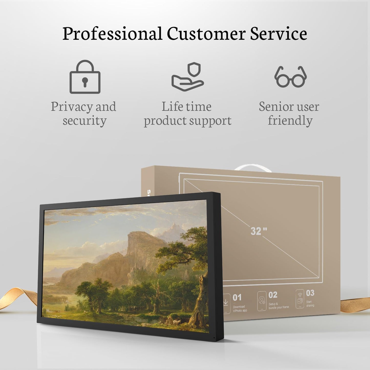 BSIMB 32-Inch FHD WiFi Digital Picture Display Frame – Wall Mount Ready