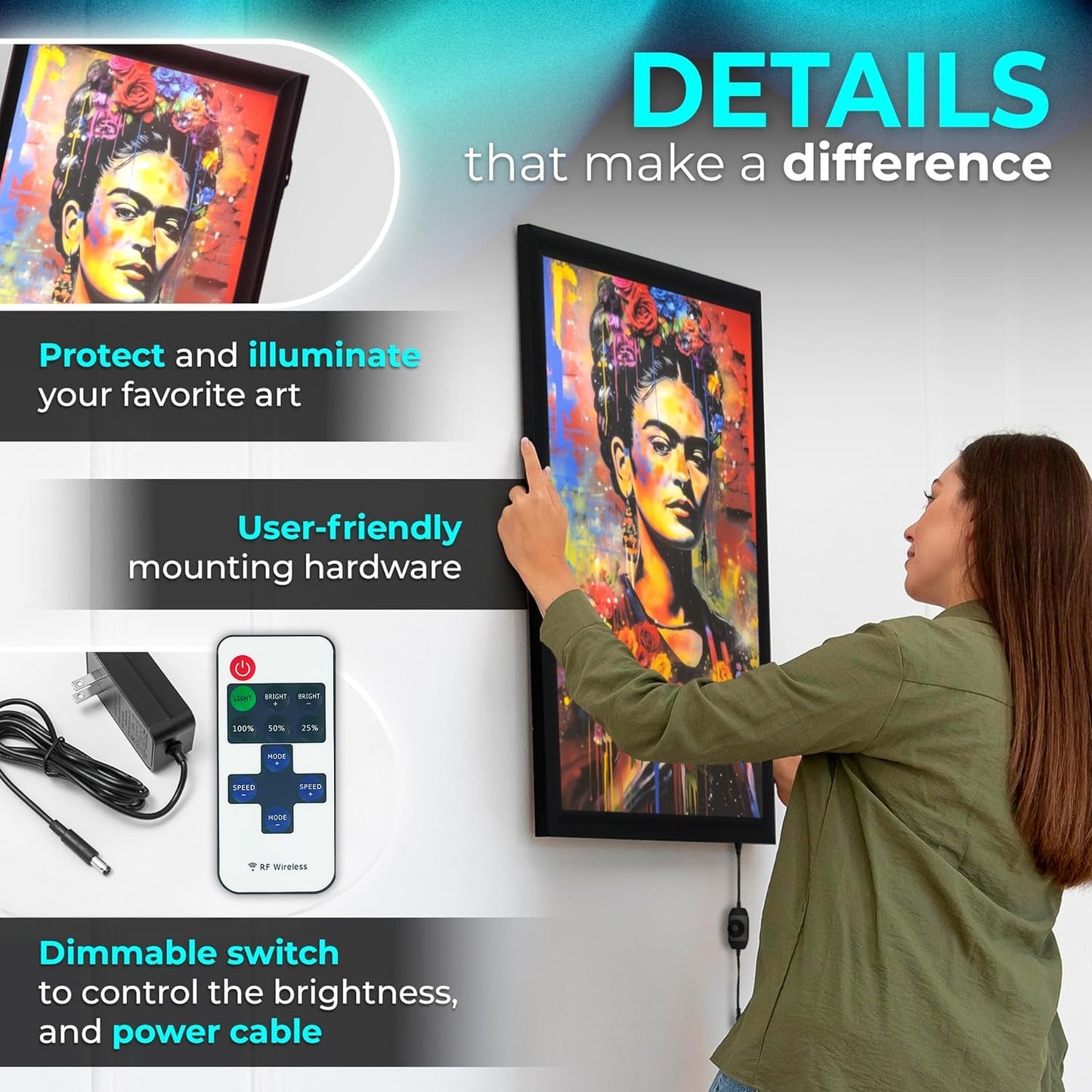 NexaFrame LED Backlit Cinema Poster Display Frame – 24x36 Black Edition