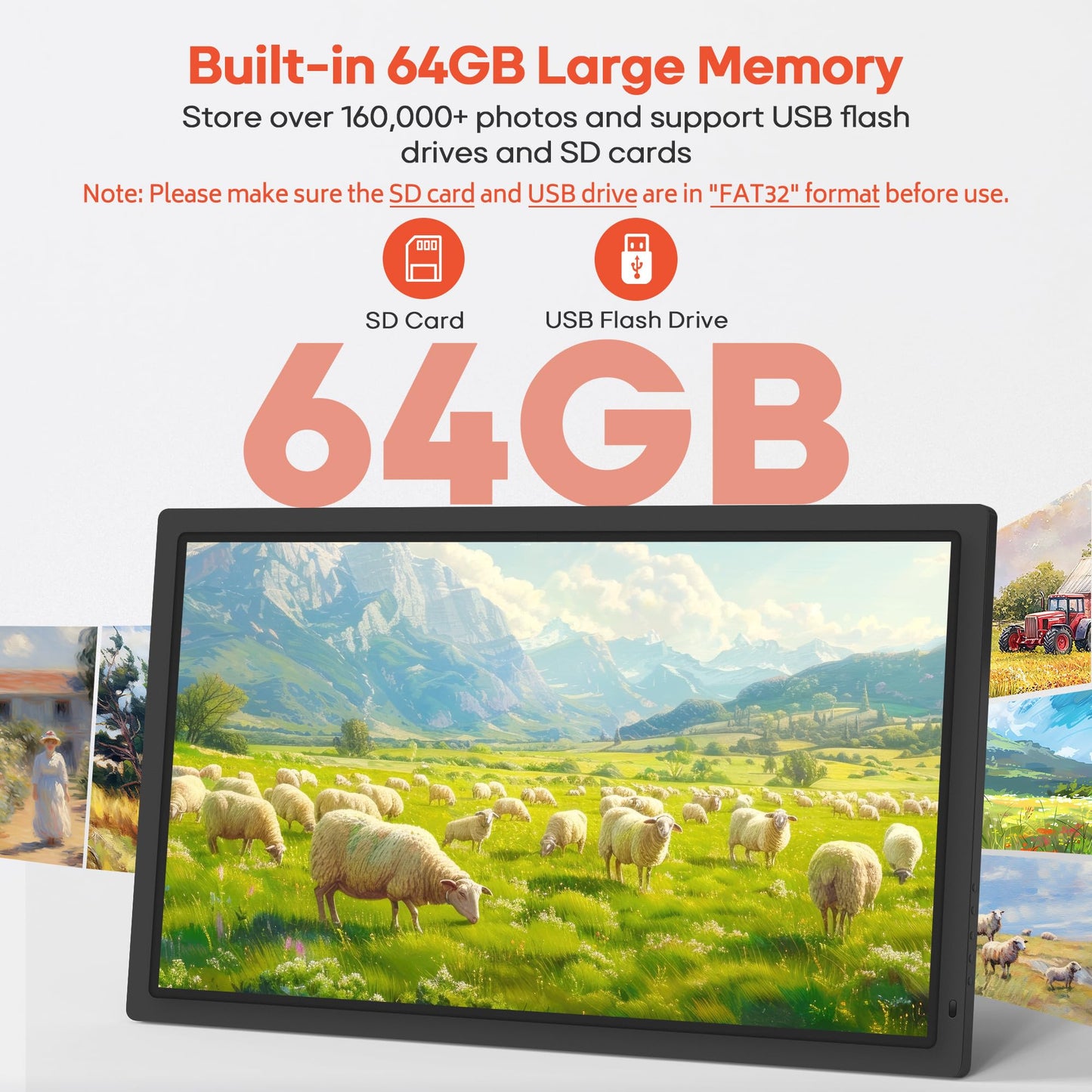 Frameo 32-Inch Smart WiFi Digital Picture Frame with 64GB Memory