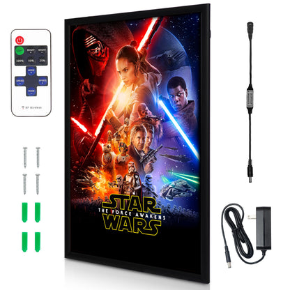 NexaFrame LED Backlit Cinema Poster Display Frame – 24x36 Black Edition