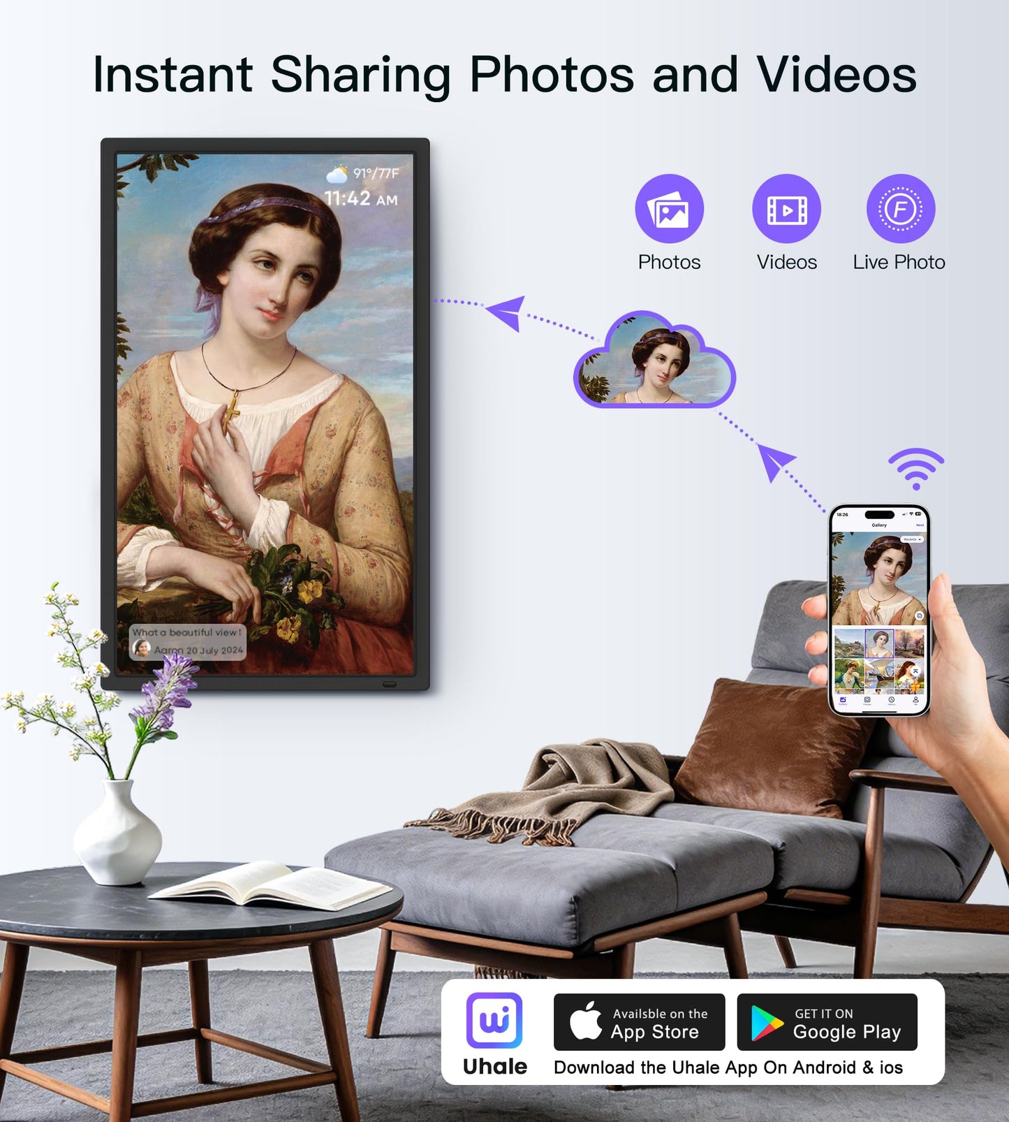 Uhale 32-Inch Large WiFi Digital Picture Frame with Remote Control