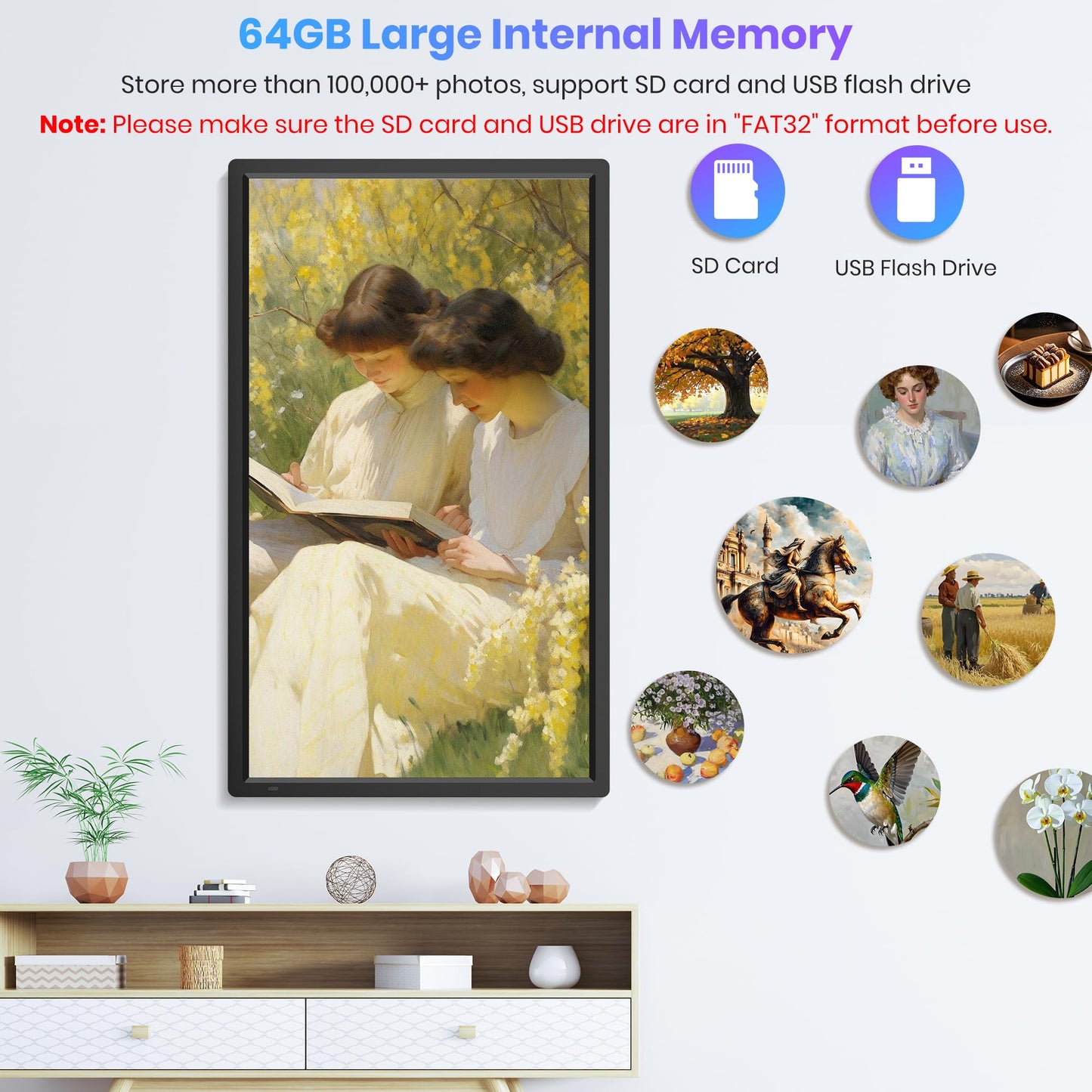 Uhale 32-Inch Smart Electronic Photo Frame with Auto-Rotate & WiFi