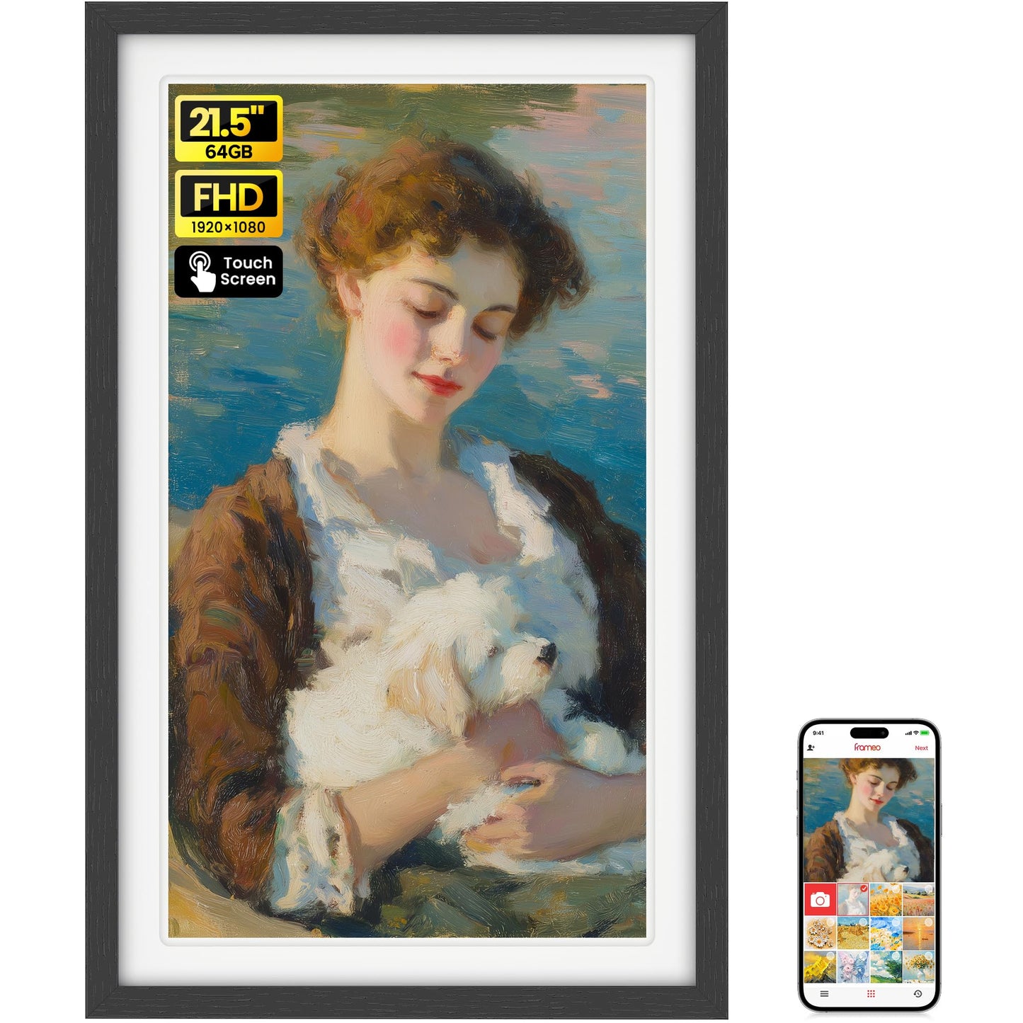 BIGASUO 21.5-Inch Frameo Smart Digital Picture Frame with 64GB Storage