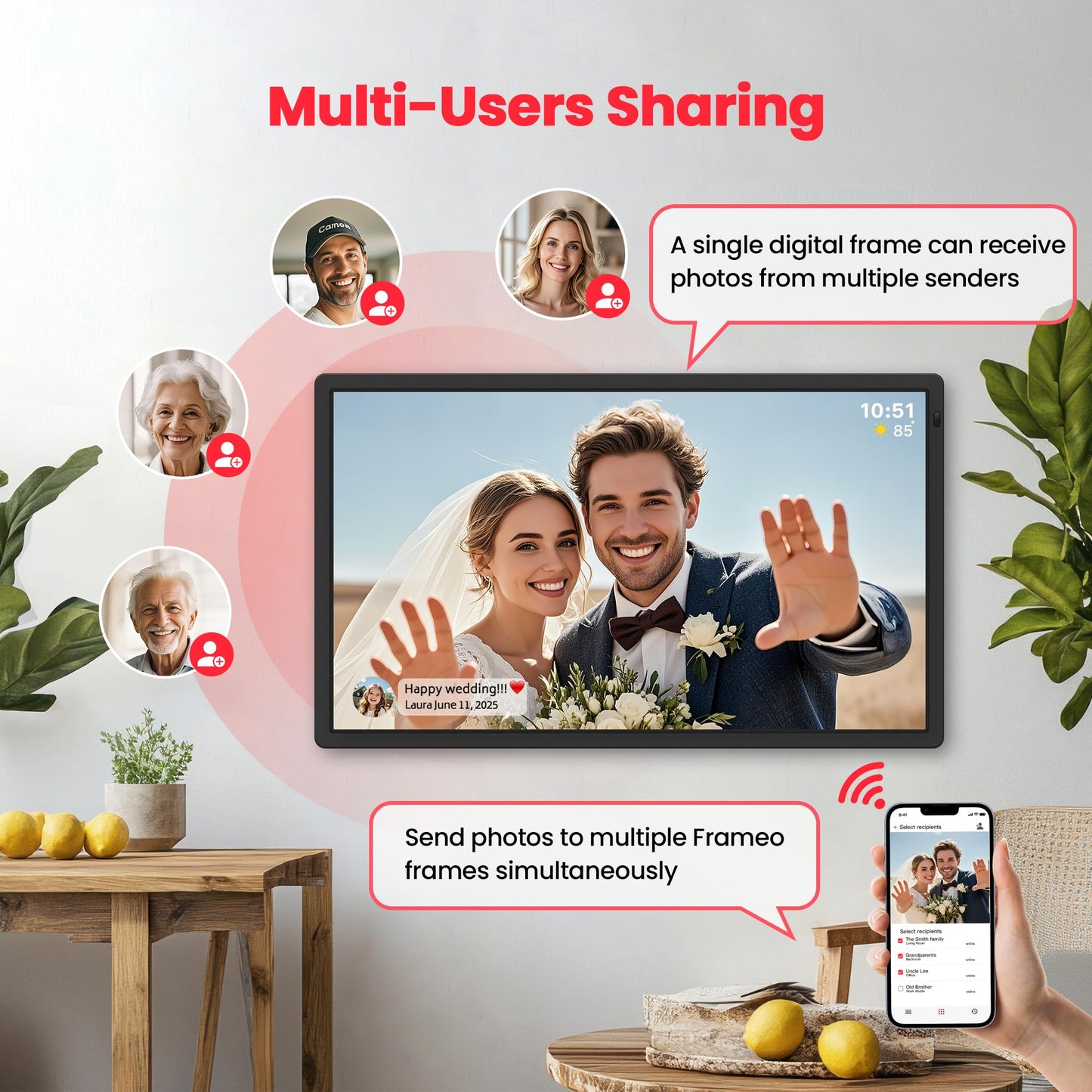 Frameo 32-Inch Extra Large WiFi Digital Photo Frame with FHD Touch Screen