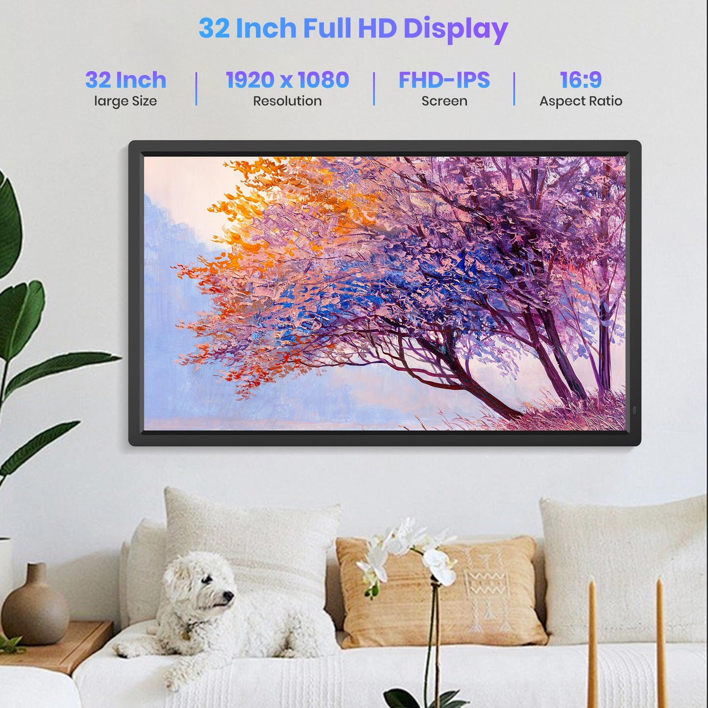 Uhale 32-Inch Smart Electronic Photo Frame with Auto-Rotate & WiFi