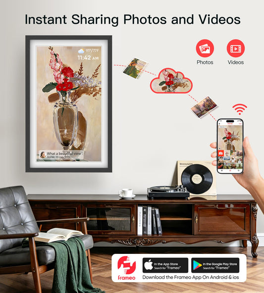 BIGASUO 21.5-Inch Frameo Smart Digital Picture Frame with 64GB Storage