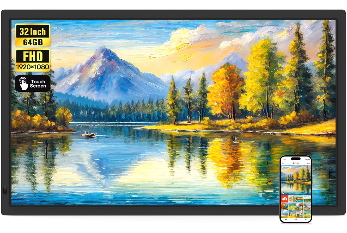 Frameo 32-Inch Smart WiFi Digital Picture Frame with 64GB Memory