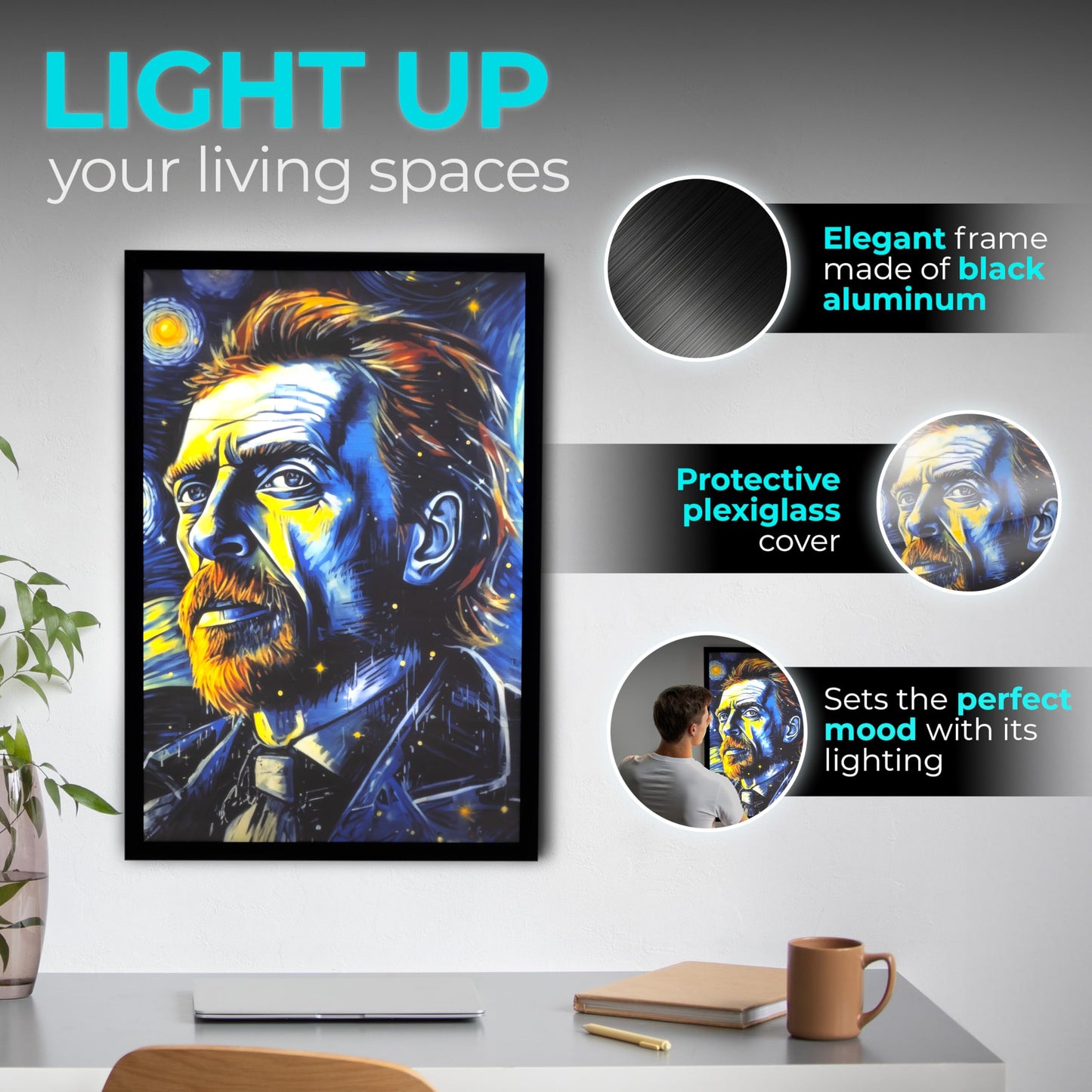 NexaFrame LED Backlit Cinema Poster Display Frame – 24x36 Black Edition